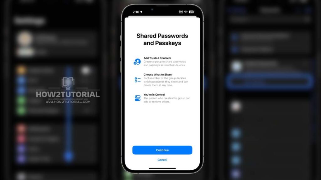 ios 17 share passwords iphone